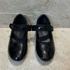 Child Velcro Tap Shoes: Black Patent  - Size 9Toddler